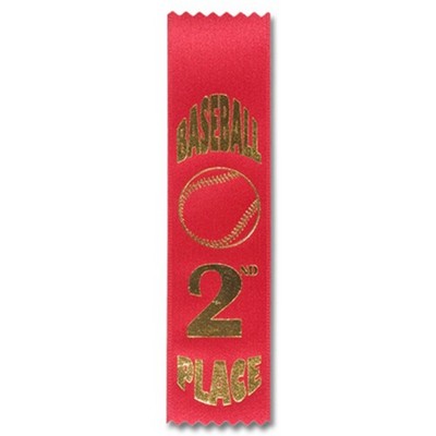 2"x8" 2nd Place Stock Baseball Lapel Event Ribbon