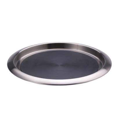 14'' Non-Slip Stainless Steel Round Silicone Serving Tray