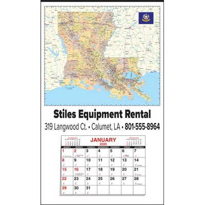 Large Louisiana State Map Full Apron Calendar