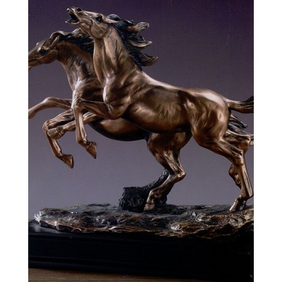 Double Horse Trophy w/Rectangle Base (15.5"x13")