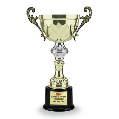 11½" Tall Gold Metal Cup Trophy on Plastic Base