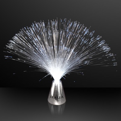 Imprintable White Fiber Optic Promotional Party Centerpiece - Domestic Imprint