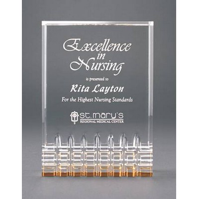 Acrylic Mirage Gold Reflective Award w/ Faceted Bottom - 4 1/2"X6"