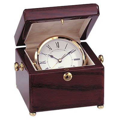 Desk Clock Suspended in Rosewood Box