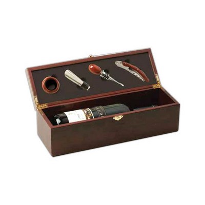 Wine Set in Mahogany Wooden Box w/Bottle Space