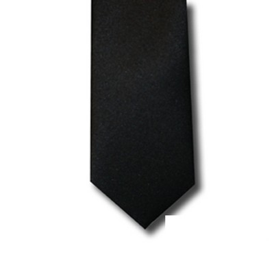 Solid Satin Black Skinny Ties