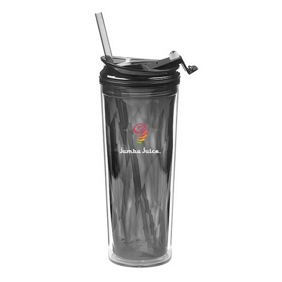 18 Oz. Tiara- Double Wall Plastic Tumbler w/Faceted Liner