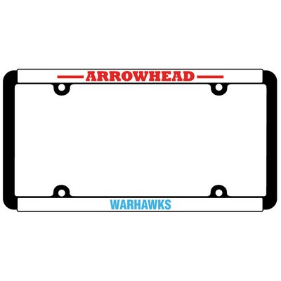 Premium Black Plastic Signature Dome Duraframe License Plate Frame w/White Reflective Material