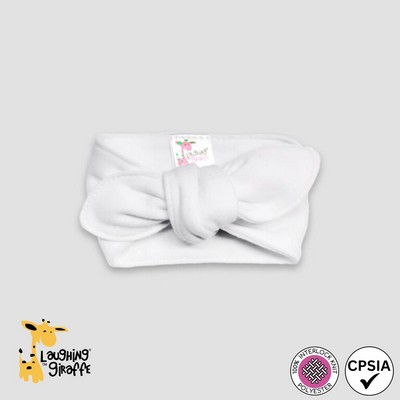 Baby Girl Headband White 100% Polyester- Laughing Giraffe®