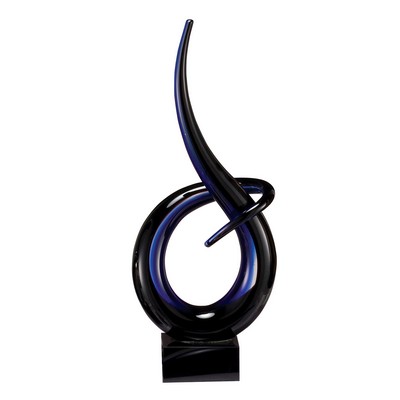 Blue & Black Bedford Art Glass Award - 14 1/2'' H