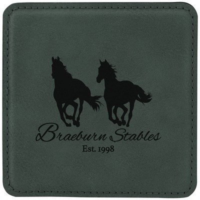 4" Leatherette Gray Coaster