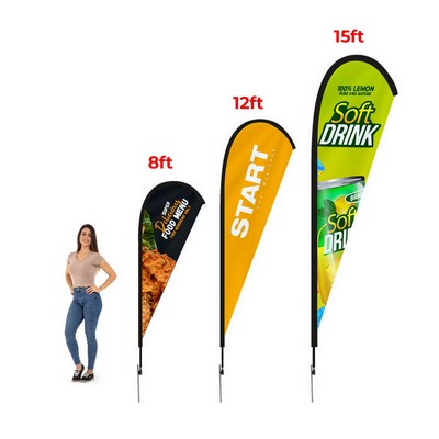 12' Teardrop Flag Kit w/ Poles, Ground Stake and Carry Case