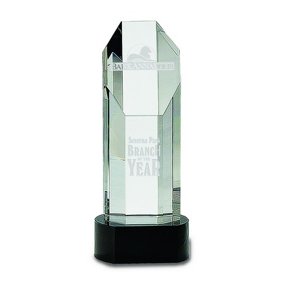 9 3/4" Octagon Slant-Top Crystal on Black Pedestal Base