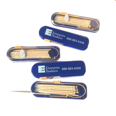 Pocket Plastic Toothpick Dispenser Including Toothpicks