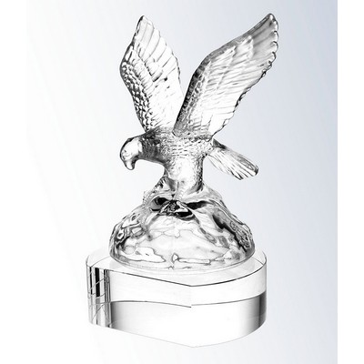 Soaring Eagle With Clear Crystal Base, 9-3/4"H