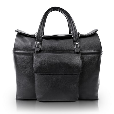 EDGEFIELD | 17" Black Leather Roll Top Laptop Briefcase | McKleinUSA