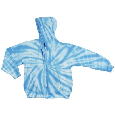 Turquoise Blue Spiral Zip Hooded Sweatshirt