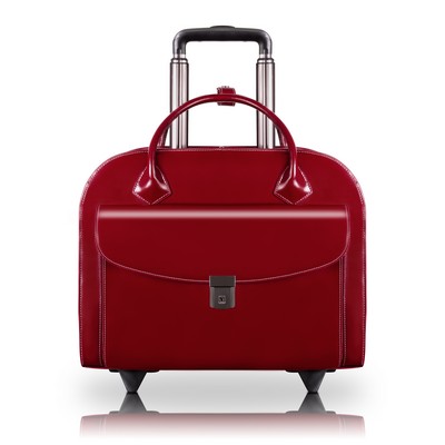 GRANVILLE | 15" Red Leather Wheeled Laptop Case | McKleinUSA