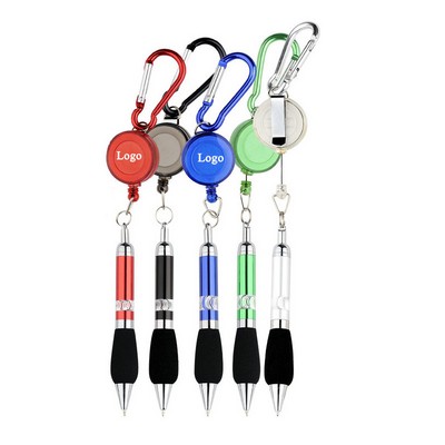 Carabiner Buckle Retractable Badge Reel Ballpoint Pen