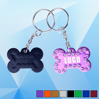 Bone Shaped Key Chain w/Diamond