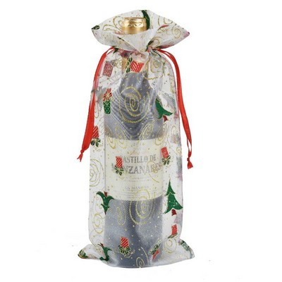 Organza Wine Bag w/Holiday Pattern