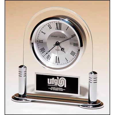 Airflyte® Desk Clock w/Beveled Glass Upright & Silver Metal Base