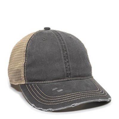 Heavy Distressed Tea-Stained Mesh Cap