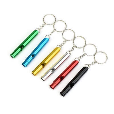 Colored Aluminum Emergency Survival Whistle w/Key Chain