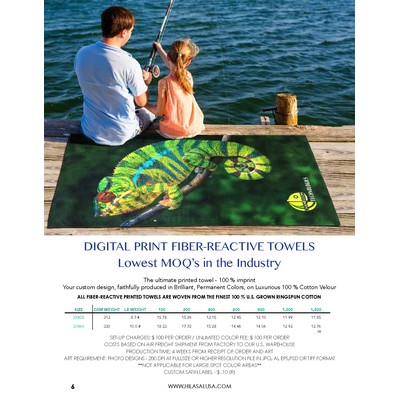 Digital Print Fiber-Reactive Towel (30"x 60" - 10.0# per dozen weight)