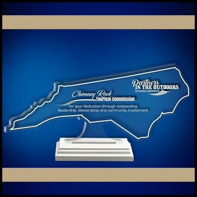 8" North Carolina Clear Acrylic Award with a Wood Base