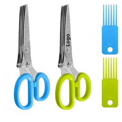 Herb Scissors Stainless Steel 5 Blades Sharp Kitchen Shears