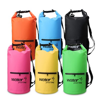 10L Foldable Waterproof Dry Bag w/Zipper & Side Pocket