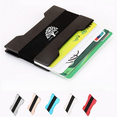 Metal RFID Blocking Wallet with Cash Strap