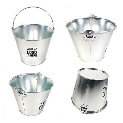 Round Galvanized Ice Bucket With Handle - 5L