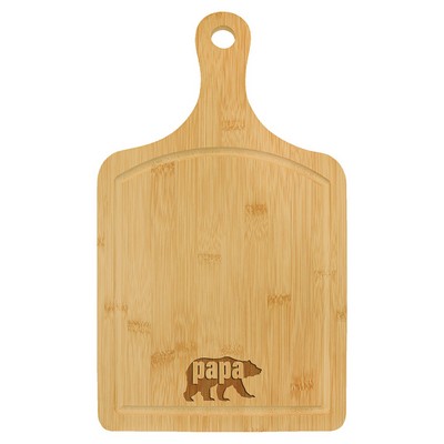 9" x 15.5" Paddle Shaped Bamboo Wood Cutting Board w/Drip Ring