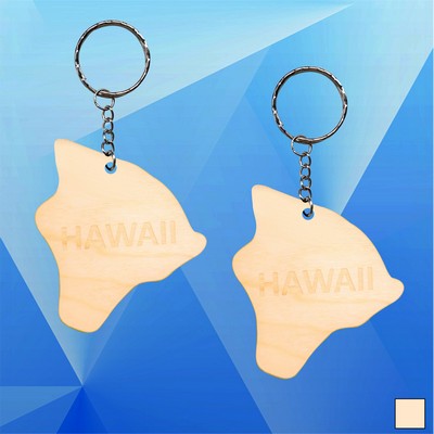 Hawaii Map Wood Key Chain