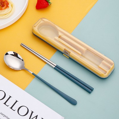 Spoon Chopsticks Cutlery Set Transparent Cover