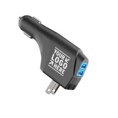 Dual USB Port Car Charger with LED Light