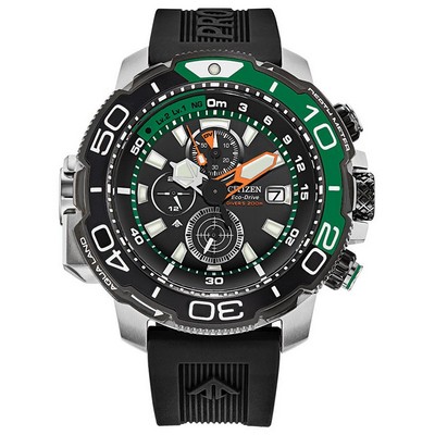 Citizen® Men's Eco-Drive Black Promaster Aqualand Dive Watch w/Green Accents