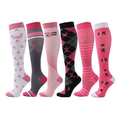 Pink Ribbon Knee High Sock