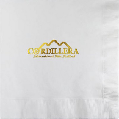 White Luncheon 3-Ply Beverage Napkins - Custom Foil Print