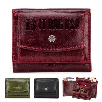 Genuine Leather RFID 3 fold Waterproof Street trend Wallet