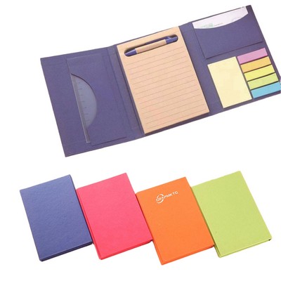 Multifunctional notebook with pen and ruler