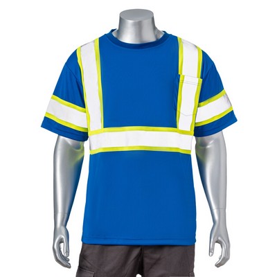 Hi Vis Class 3 - 3.8 oz. Polyester Reflective Tape Safety T-Shirt with Pocket