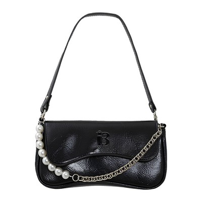 PU Leather Fashion Chain Pearl Shoulder Tote Bag