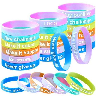 Custom Gradient Color Soft Silicone Wristband Bracelet 7.9'' x 0.5''