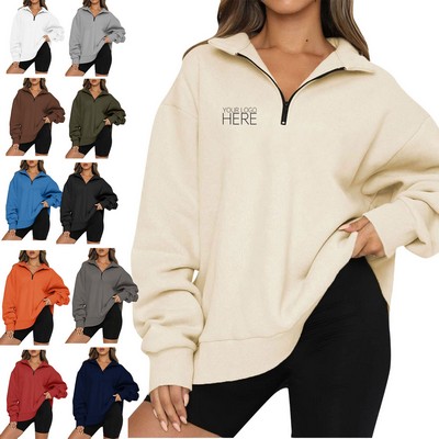 Women's Fleece Pullover With Quarter Zip