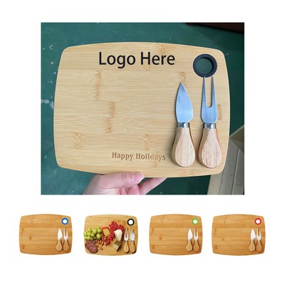 Bamboo Cutting Board with Fork & Spade