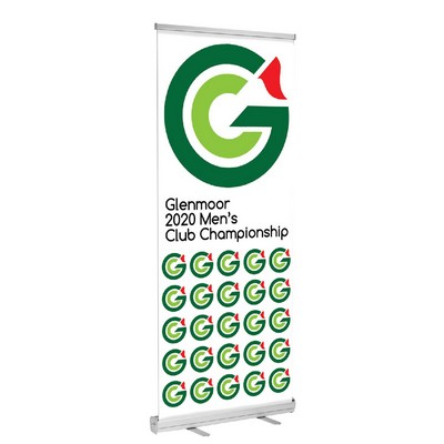 33" X 81" Retractable Vinyl Banner Stand - Silver