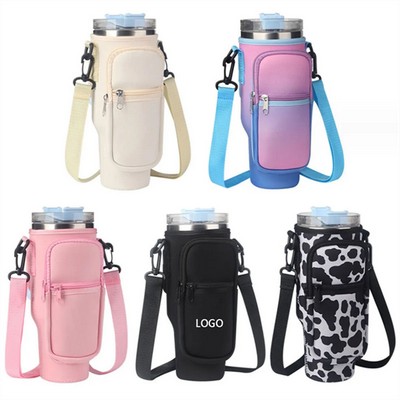 Water Bottle Carrier Bag with Phone Pocket for 40oz Tumbler